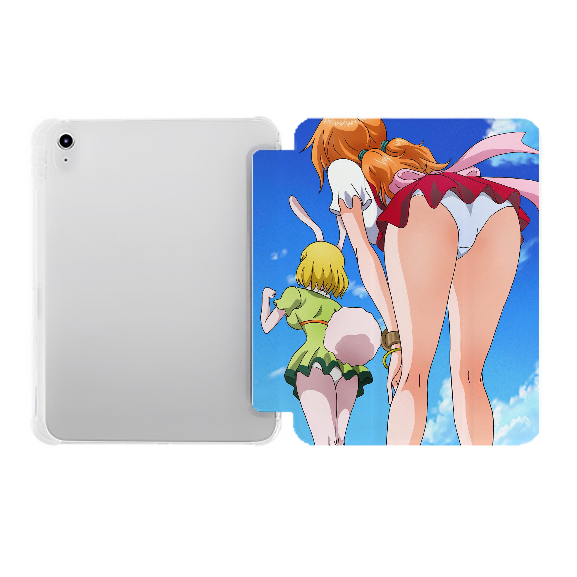 （画像用） ワンピース ONE PIECE IPad ケース ペン収納付き 三つ折りスタンド PUレザー×シリコン 対応機種9.5/10.5/10.9インチ